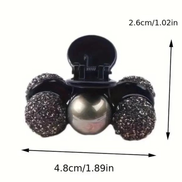 SPARKLING BLACK & SILVER HAIR CLIP - Picture 2 of 2